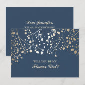 Fleur de bébé souffle d'or Invitation de mariage F (Devant / Derrière)