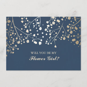 Fleur de bébé souffle d'or Invitation de mariage F