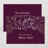 Fleur de bébé souffle d'or Invitation de mariage F (Devant / Derrière)
