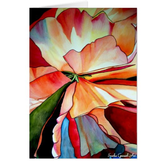 Fleur de bégonia arc-en-ciel aquarelle art origina (Devant)