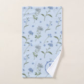 Fleur de Bleu Motif Aquarelle Monogrammé (Serviette à main)