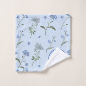 Fleur de Bleu Motif Aquarelle Monogrammé (Gant de toilette)