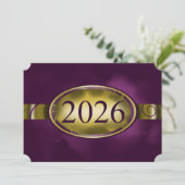Fleur de bouton or violet 2026 Invitations de fête (Debout devant)