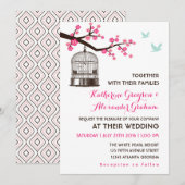 Fleur de cage à oiseau rose douce Invitation de ma (Devant / Derrière)