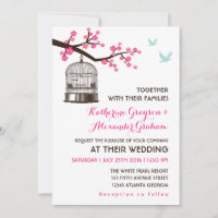 Fleur de cage à oiseau rose douce Invitation de ma