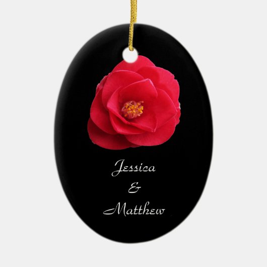 fleur de camélia rouge ornement de Noël (Devant)