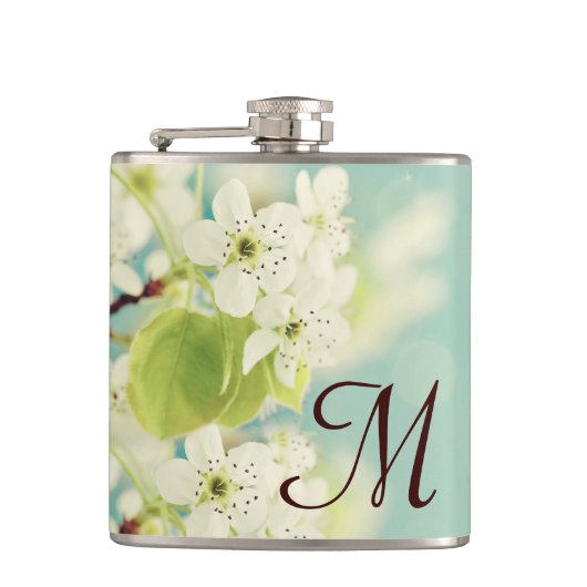 Fleur de cerisier blanc Monogramme Flacon de whisk (Devant)