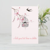 Fleur de cerisier, cage à oiseaux, carte à oiseau, (Debout devant)
