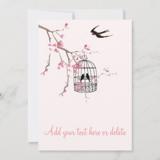 Fleur de cerisier, cage à oiseaux, carte oiseau, i (Devant)