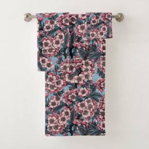 Fleur de cerisier en rose et bleu