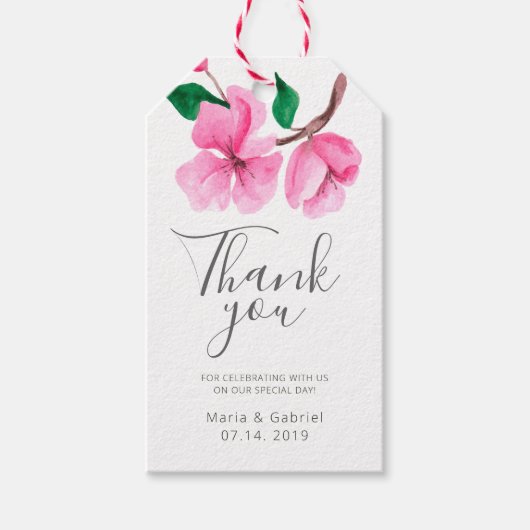 Fleur de cerisier. Étiquettes Cadeau Merci de mari (Devant)
