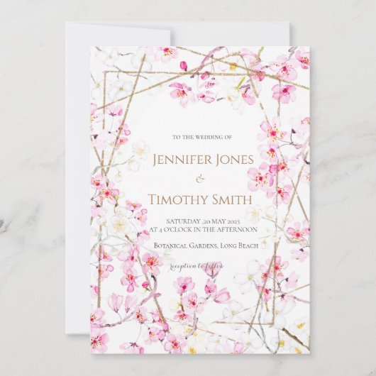 fleur de cerisier faire-part de mariage (Devant)