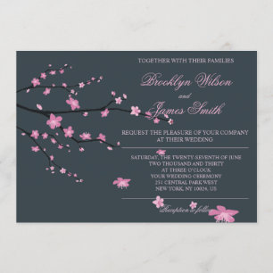 Fleur de cerisier foncé Invitations de mariage