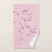 Fleur de cerisier Monogramme Nom Paillettes Roses (Serviette à main)