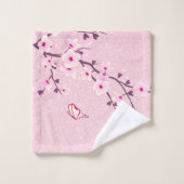 Fleur de cerisier Monogramme Nom Paillettes Roses (Gant de toilette)