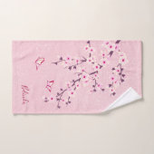 Fleur de cerisier Monogramme Nom Paillettes Roses (Serviette à main)