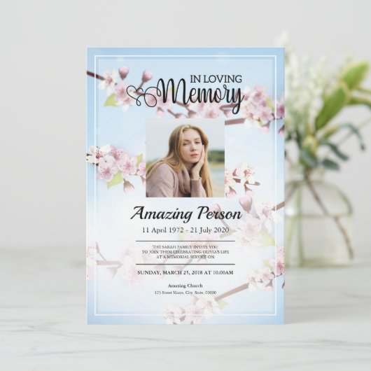 Fleur de cerisier Ordre funéraire Invitation (Debout devant)