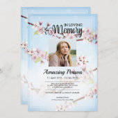 Fleur de cerisier Ordre funéraire Invitation (Devant / Derrière)