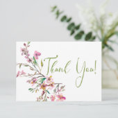 Fleur de cerisier rose Carte de remerciements élég (Debout devant)