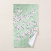 Fleur de cerisier rose Dusky Arrière - plan vert (Serviette à main)