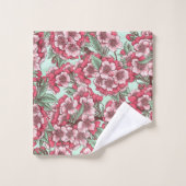 Fleur de cerisier rose et menthe (Gant de toilette)