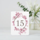 Fleur de cerisier rose. Numéros de table pour mari (Debout devant)