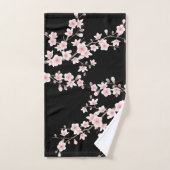Fleur de cerisier rose pâle Noir (Serviette à main)