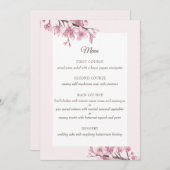 Fleur de cerisier rose printanier. Menu mariage fl (Devant / Derrière)