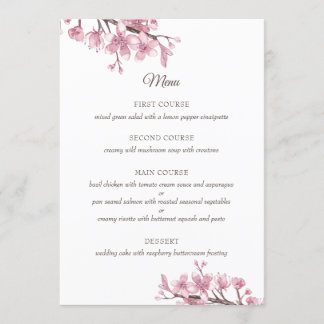 Fleur de cerisier rose printanier. Menu mariage fl