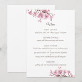 Fleur de cerisier rose printanier. Menu mariage fl (Devant / Derrière)