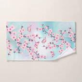 Fleur de cerisier rose turquoise Mignon (Serviette à main)