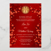 Fleur de cerisier rouge | Faire-part de mariage ch (Recto)