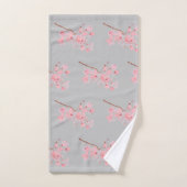 Fleur de cerisier Sakura Rose Floral Japonais Gris (Serviette à main)