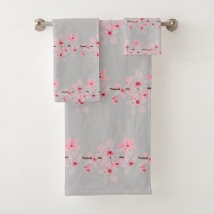 Fleur de cerisier Sakura Rose Floral Japonais Gris