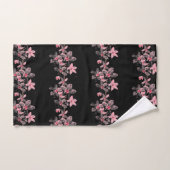 Fleur de cerisier Sakura Rose Floral Japonais Noir (Serviette à main)