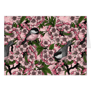 Fleur de cerisiers et poulets roses