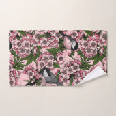 Fleur de cerisiers et poulets roses (Serviette à main)