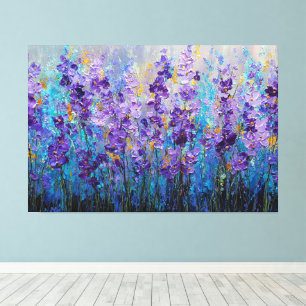 Fleur de champ violet bleu Art mural abstrait