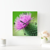 Fleur de chardon pourpre Horloge murale acrylique (Maison)