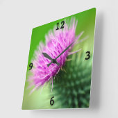 Fleur de chardon pourpre Horloge murale acrylique (Angle)