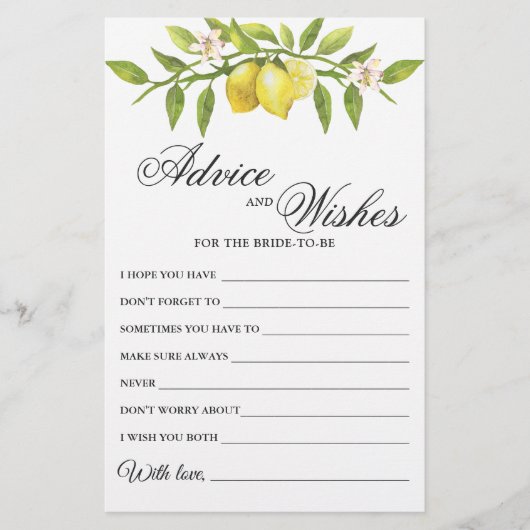 Fleur de citrons Vert Voeux & Conseil Carte (Devant)