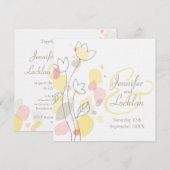 Fleur de confetti moderne pétale carré invitation (Devant / Derrière)