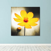 Fleur de cosmos jaune - Beaux art Toile enveloppée (Insitu (Plancher de Bois))