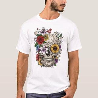 Fleur de crâne d'anatomie médicale vintage T-Shirt