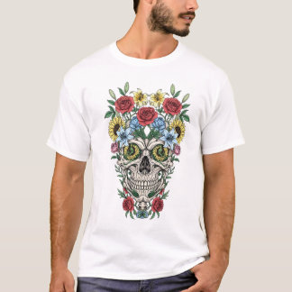 Fleur de crâne d'anatomie médicale vintage T-Shirt