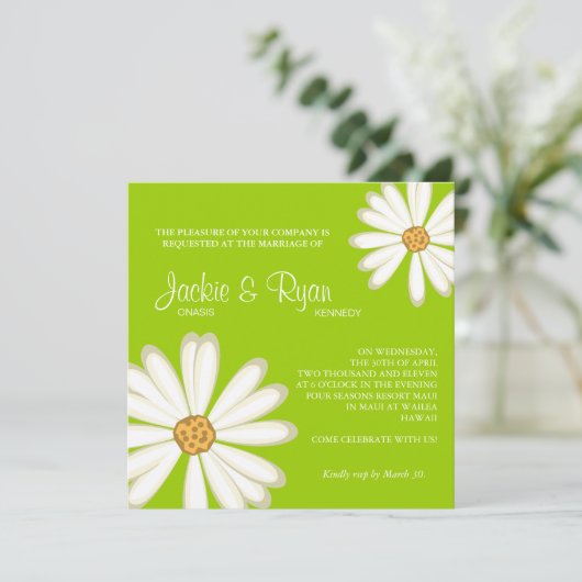 Fleur de Faire-part de mariage pâle vert citron bl (Debout devant)