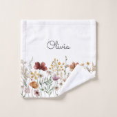 Fleur de fleur sauvage aquarelle monogrammée Joli (Gant de toilette)