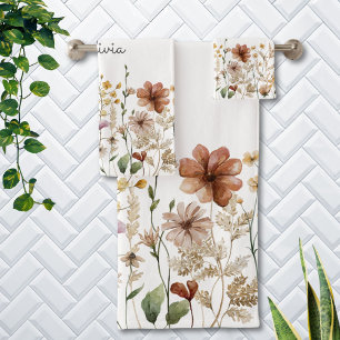 Fleur de fleur sauvage aquarelle monogrammée Joli