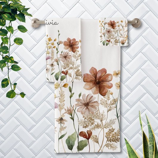 Fleur de fleur sauvage aquarelle monogrammée Joli