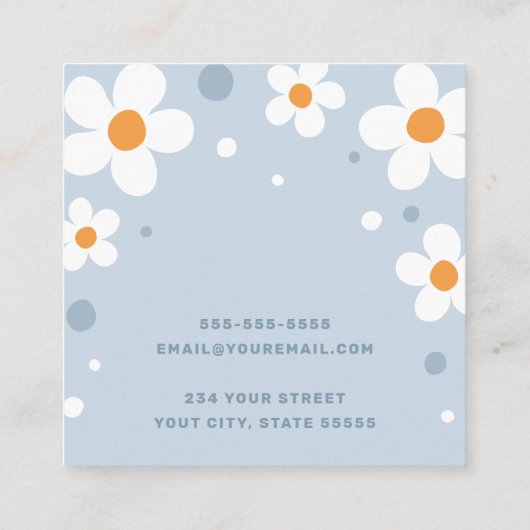 Fleur de fraise police rétro carte d'oreille bleue (Dos)